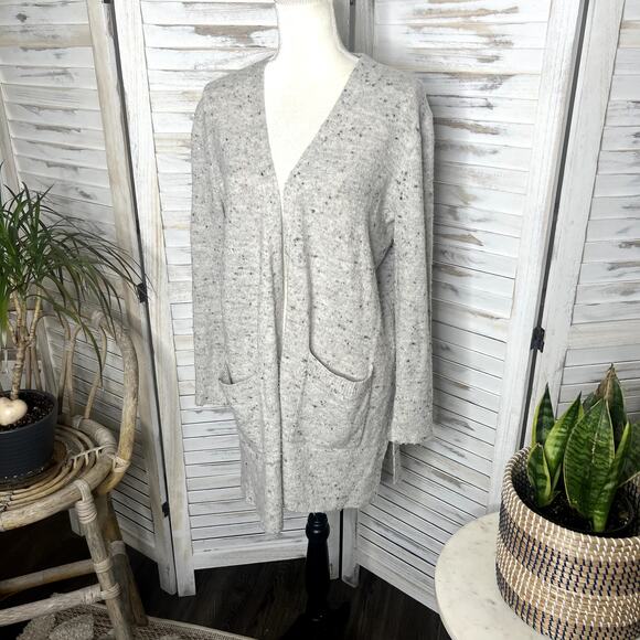 Madewell Women's Donegal Kent Open Cardigan Sweater Flecked Knit Gray Cream S - Picture 6 of 13